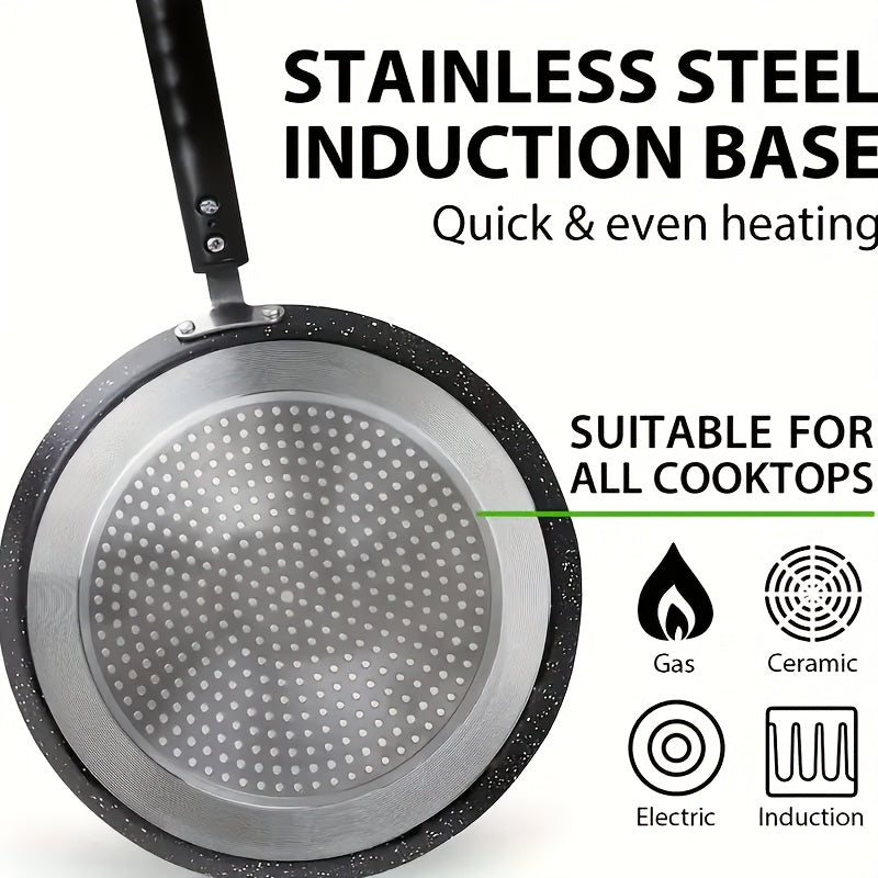 10-дюймовая антипригарная блинная сковорода из черного алюминия с термостойкой ручкой для газовой и электрической рисоварки