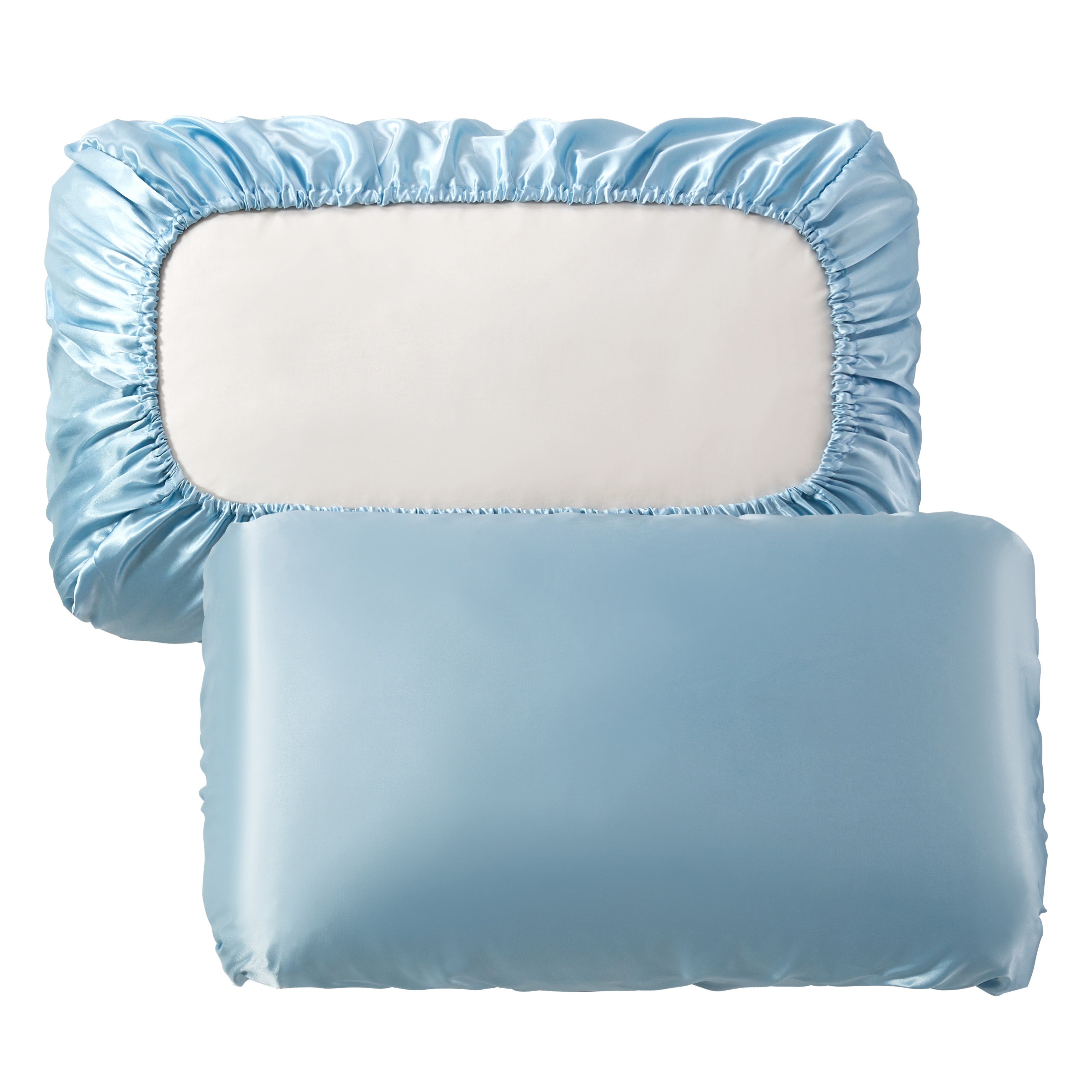 Satin Pillowcases Set of 2 with Elastic Bands, Soft Non-Slip Fabric for Bedroom