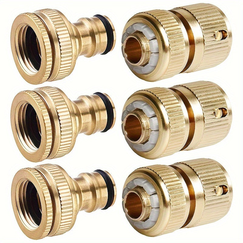 3 пары/5 пар прочных латунных соединителей для садовых шлангов диаметром 1/2 дюйма и 3/4 дюйма, с быстросъемными соединителями для шлангов диаметром 1/2 дюйма.