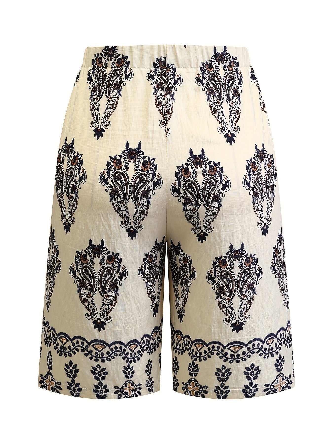 Бермуды для женщин больших размеров с принтом, повседневный стиль для отпуска, ткань без растяжения