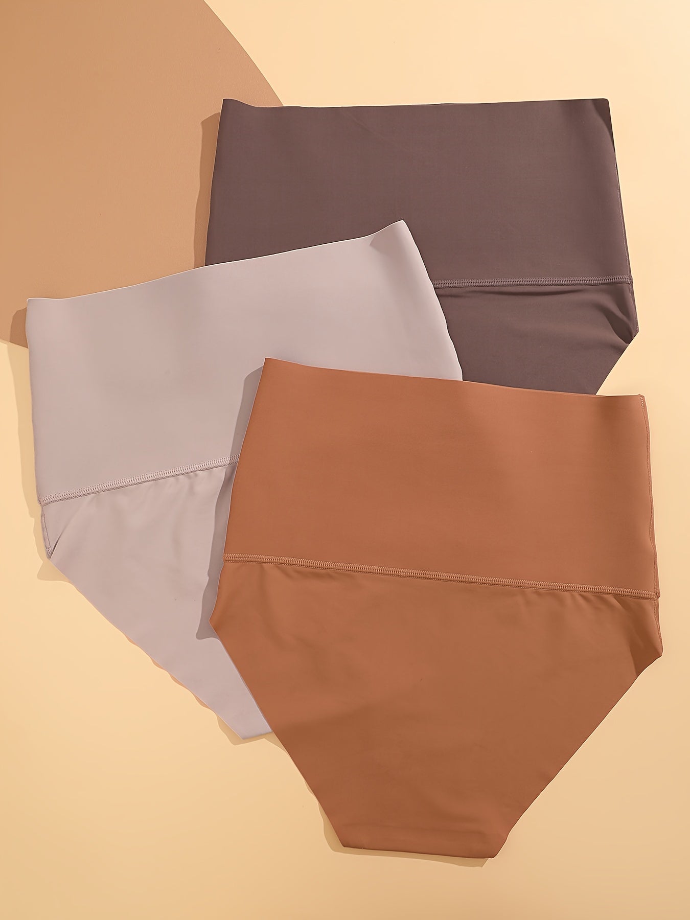 Women's Seamless High Waist Briefs Breathable Stretchy Underwear Pack of 3