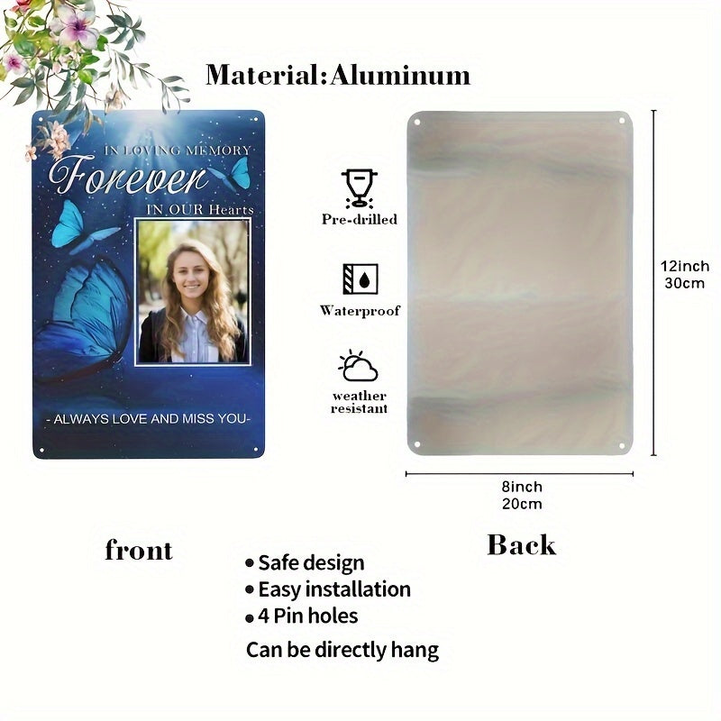 Custom Aluminum Memorial Plaque with Photo and Heartfelt Tribute 12x8 Inches