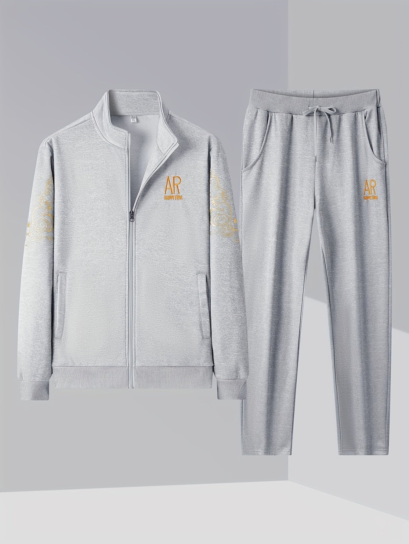 Printed Floral Knit Zip-Up Hoodie for Spring and Fall Casual Sports Suit