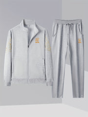 Printed Floral Knit Zip-Up Hoodie for Spring and Fall Casual Sports Suit