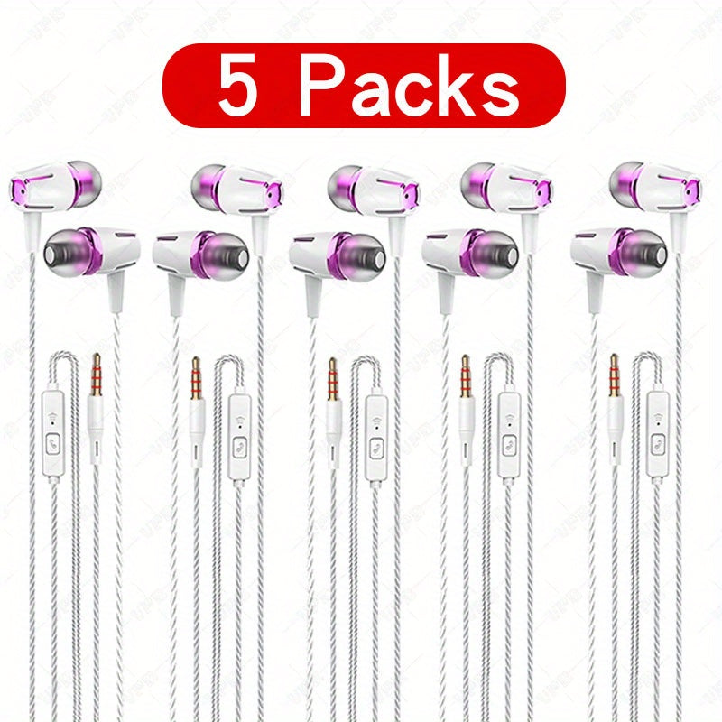 6-Pack Wired In-Ear Headphones with Microphone Noise Reduction Tangle-Free Stereo Sound
