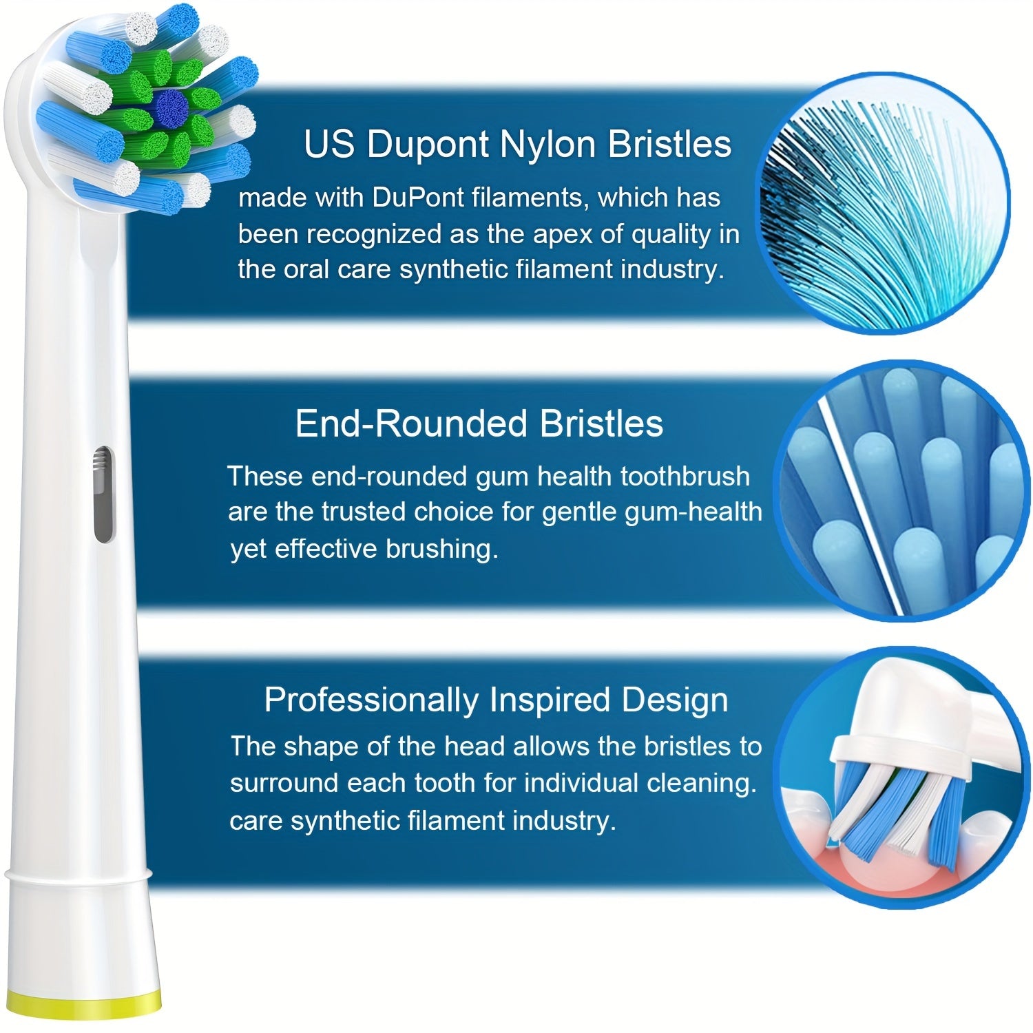 Elektr tish tozalash uchun 16 dona almashtirish tish cho'tkasi boshli tozalash uchun aniq oqartirish