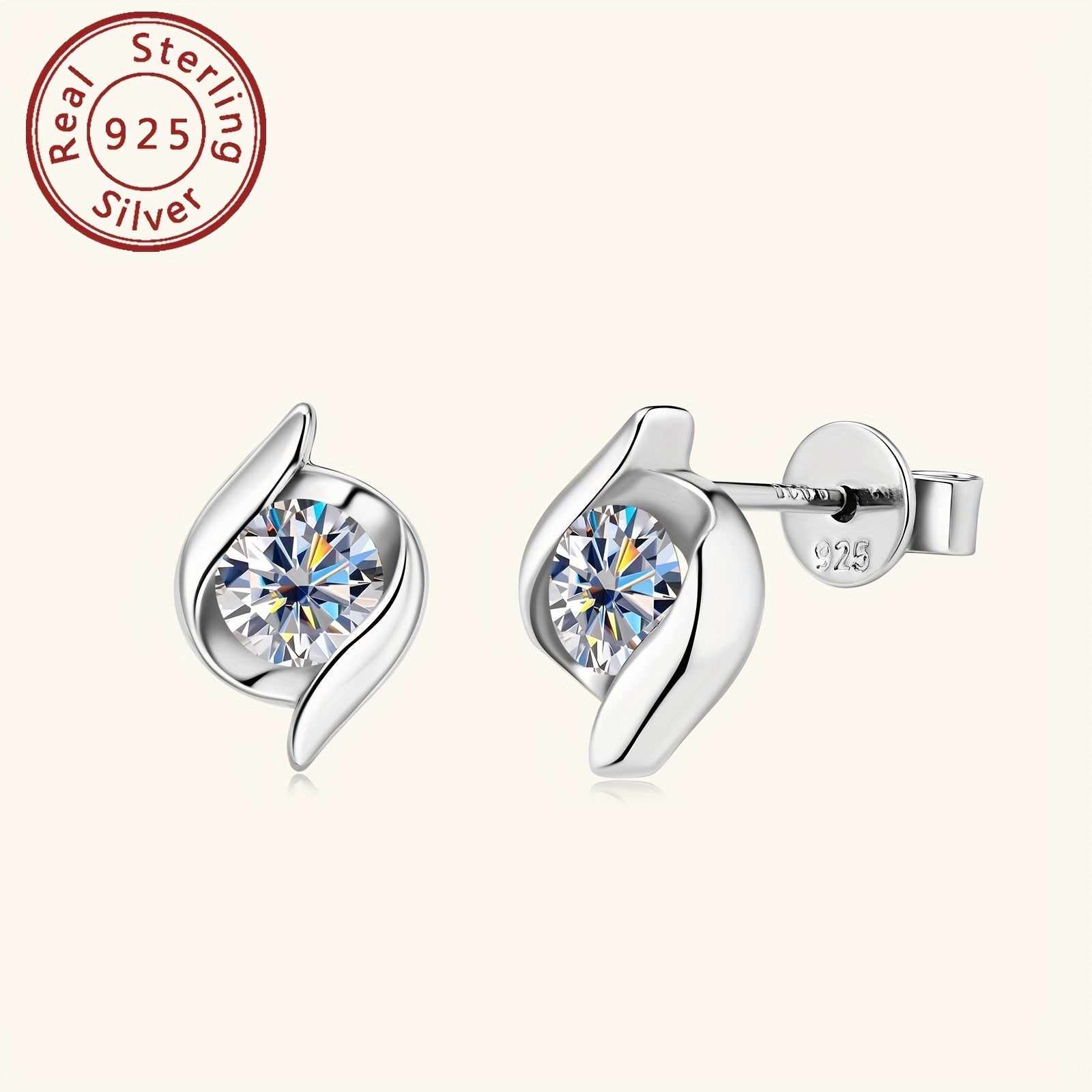 Sterling Silver 14K Gold Plated Infinity Twist Stud Earrings with Moissanite 5mm