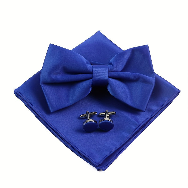 Мужской набор аксессуаров: квадратный шарф, бабочка, запонки, свадебный подарок