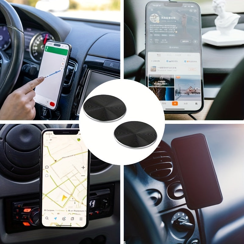 4-Pack Aluminum Magnetic Phone Holder Patches Self-Adhesive Car Mount Accessories