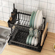 Metal Kitchen Dish Drying Rack with Utensil Holder and Drainboard