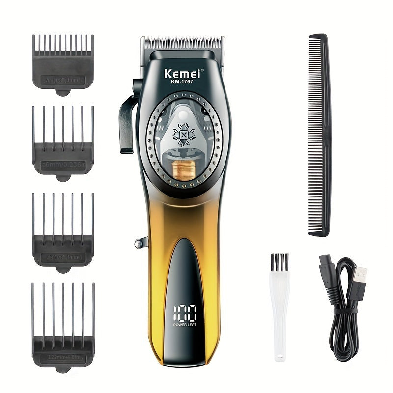 Electric Hair Clipper with Adjustable Speed LED Display Stainless Steel Blade for Salon Home Use