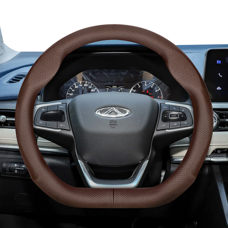 Universal Leather Steering Wheel Cover Breathable Thin Car Accessory Black Burgundy Brown
