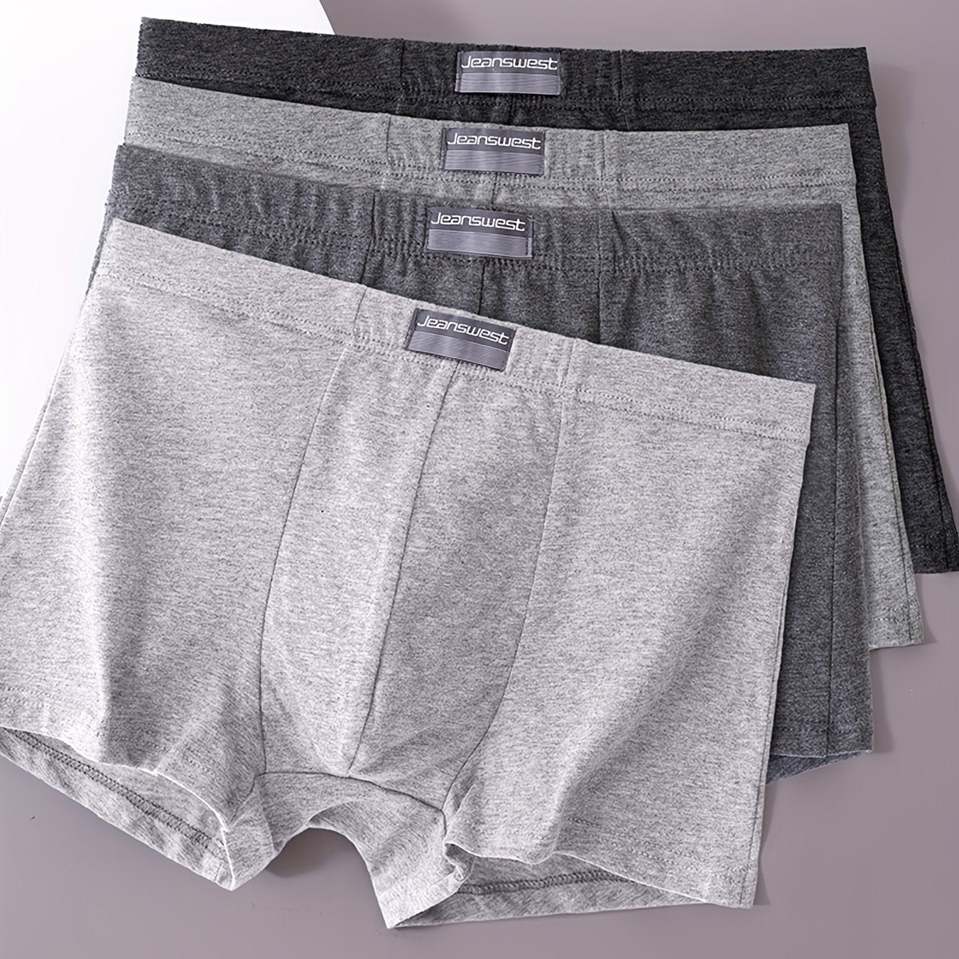 Men's Cotton and Elastane Boxer Briefs 4-Pack Solid Color Medium Stretch