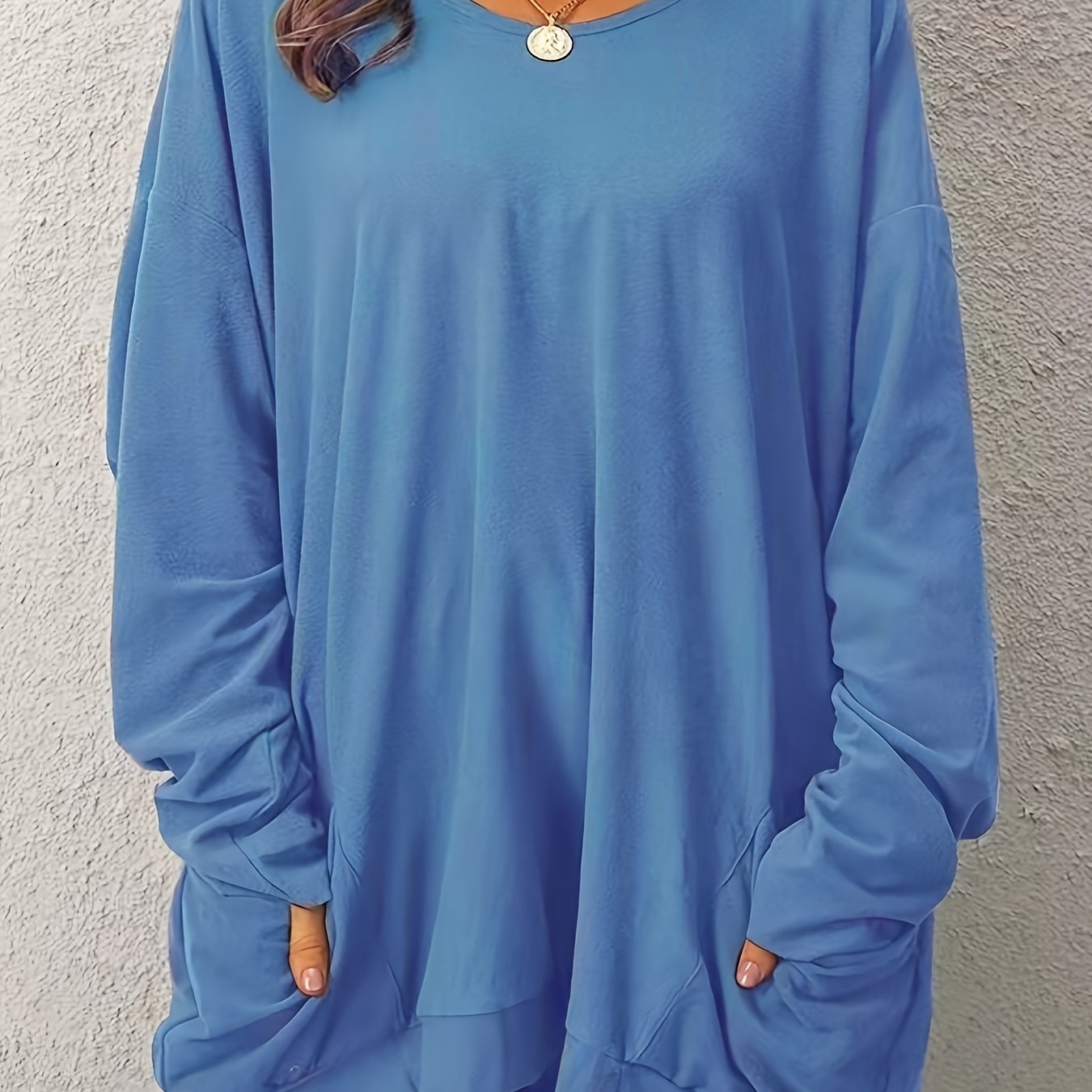 Women's Black Long Sleeve Casual Dress with Pockets for Spring Fall