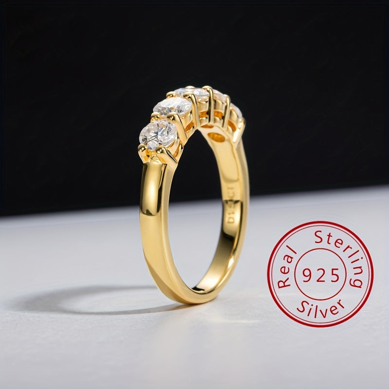 Sterling Silver Moissanite Engagement Ring 0.3CT Five Stone Wedding Jewelry