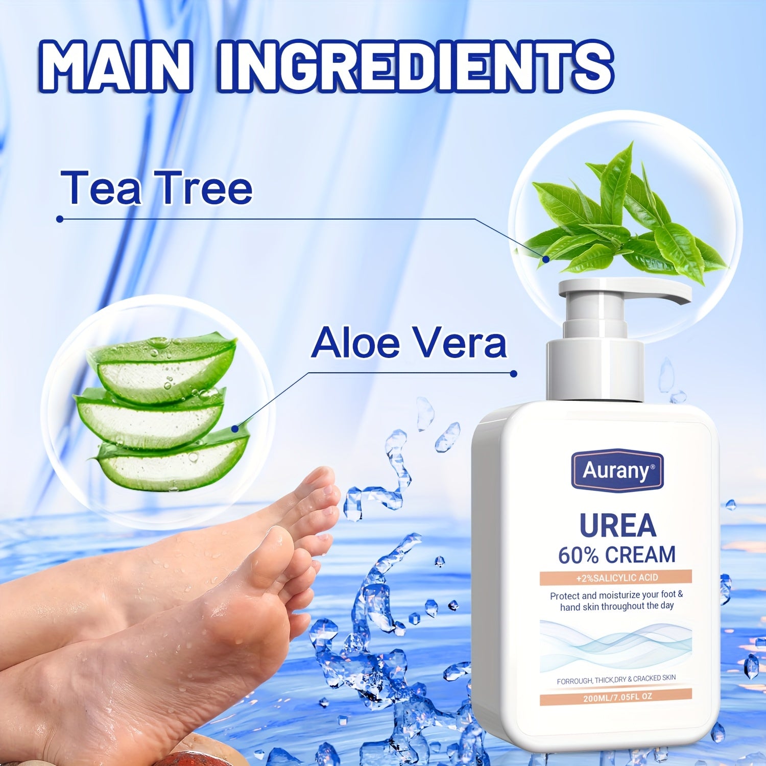 Urea 60% Salicylic Acid Moisturizing Cream for Dry Skin on Feet Knees Elbows 200ml