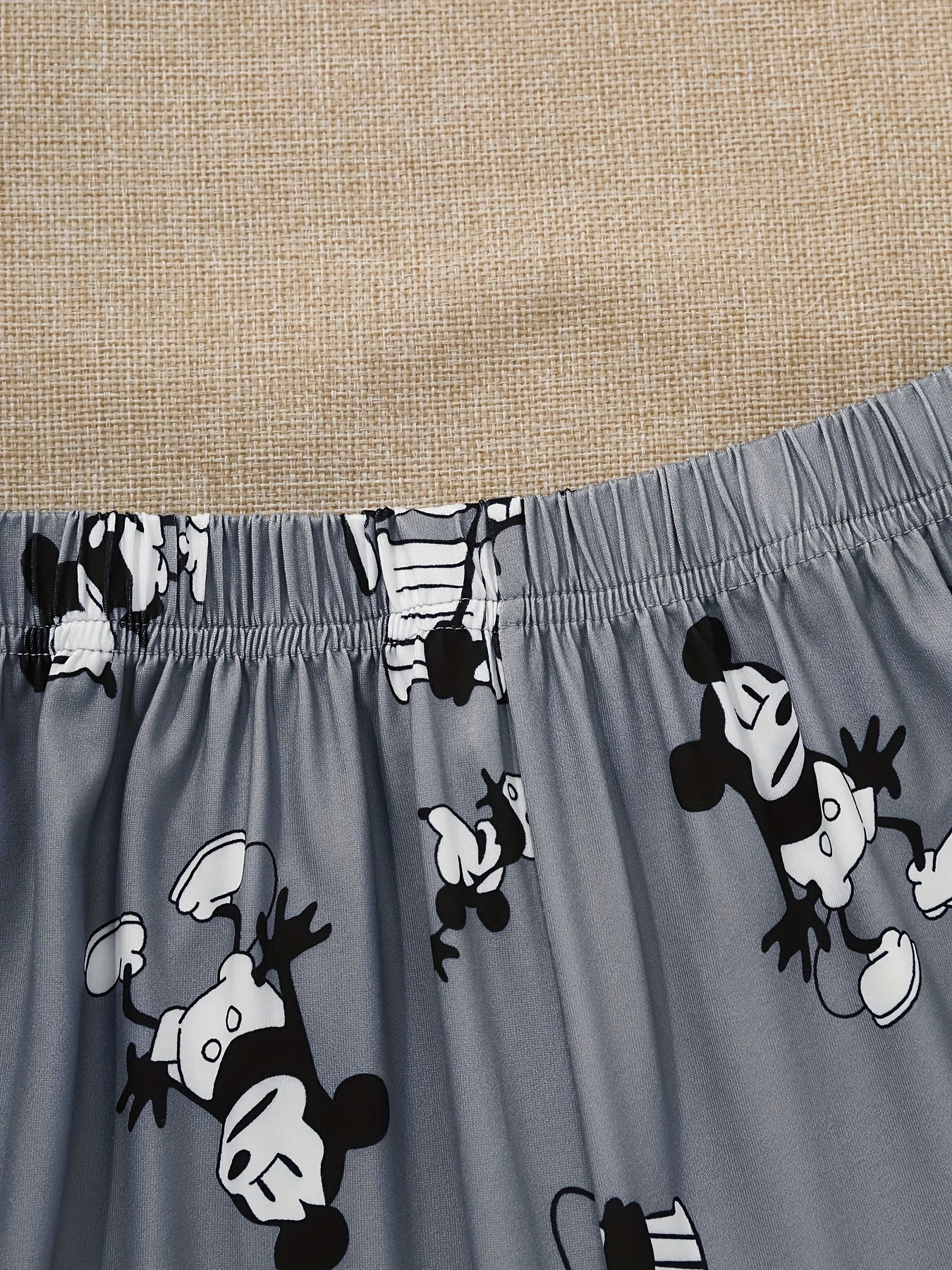 Plus Size Women's Cotton Loungewear Set with Cartoon Mouse Print Pajamas