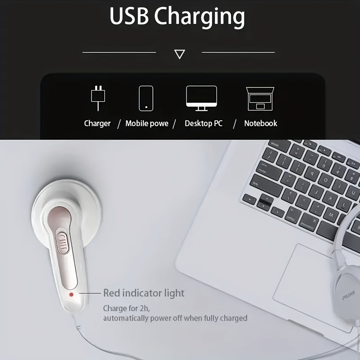 Removedor de pelusas inalámbrico portátil para ropa, muebles y alfombras