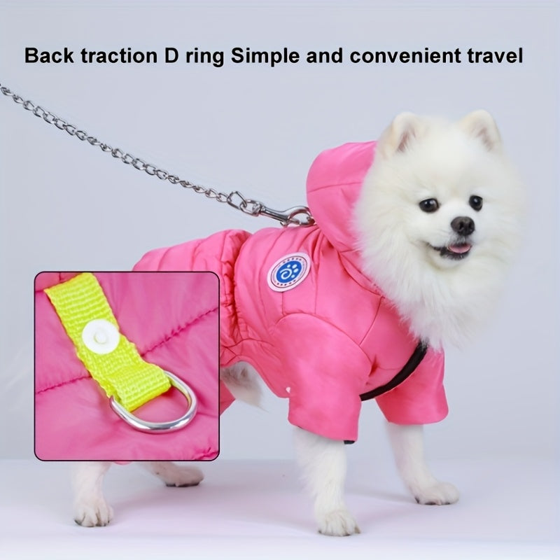 Waterproof Winter Dog Jacket for Small to Medium Breeds Yellow Hooded Insulated Coat