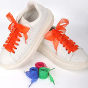 Unisex Flat Satin Silk Shoe Laces Candy Color Canvas Shoe Laces