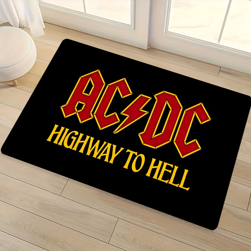 AC/DC Highway to Hell Welcome Doormat Non-Slip Polyester Indoor Outdoor Rug