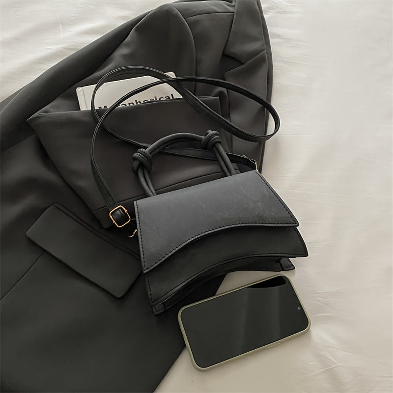 Faux Leather One-Shoulder Crossbody Bag with Adjustable Strap and Magnetic Closure for Women in White Black Camel Sky Blue