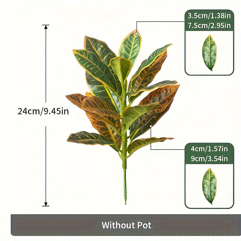 Artificial Croton Plant with Variegated Leaves for Home Decor