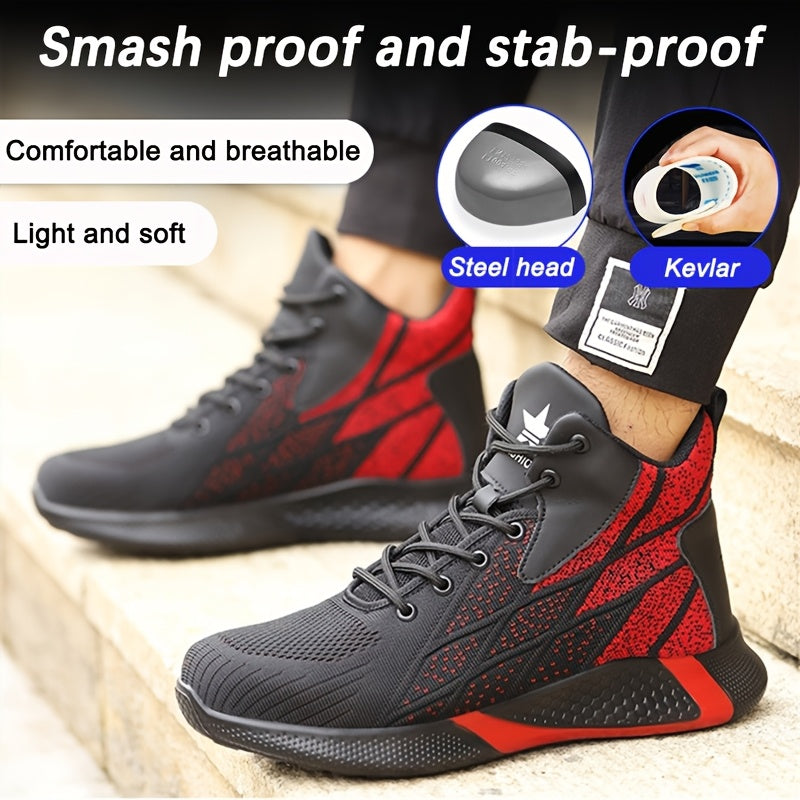 Women's High-Top Fashion Sneakers Steel Toe Puncture Resistant Breathable Upper