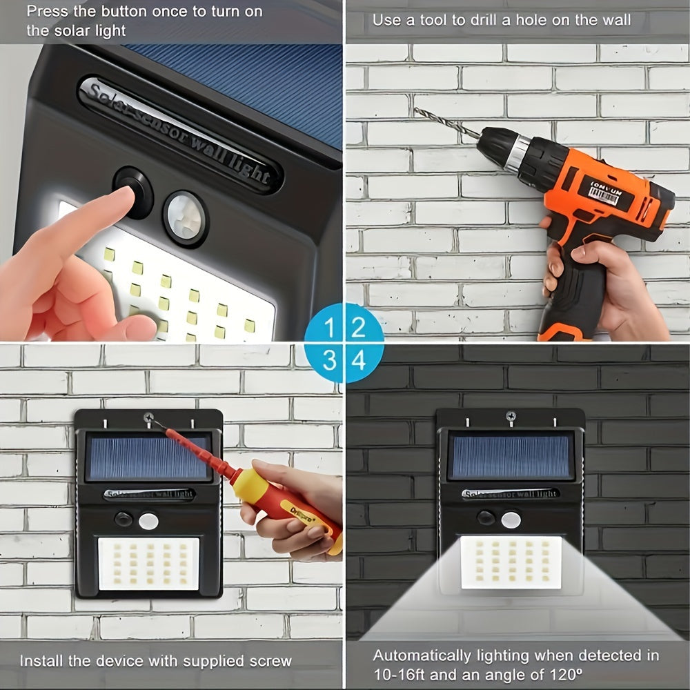 Solar Wall Light with Motion Sensor 20 LED Outdoor Security Garden Fence Garage