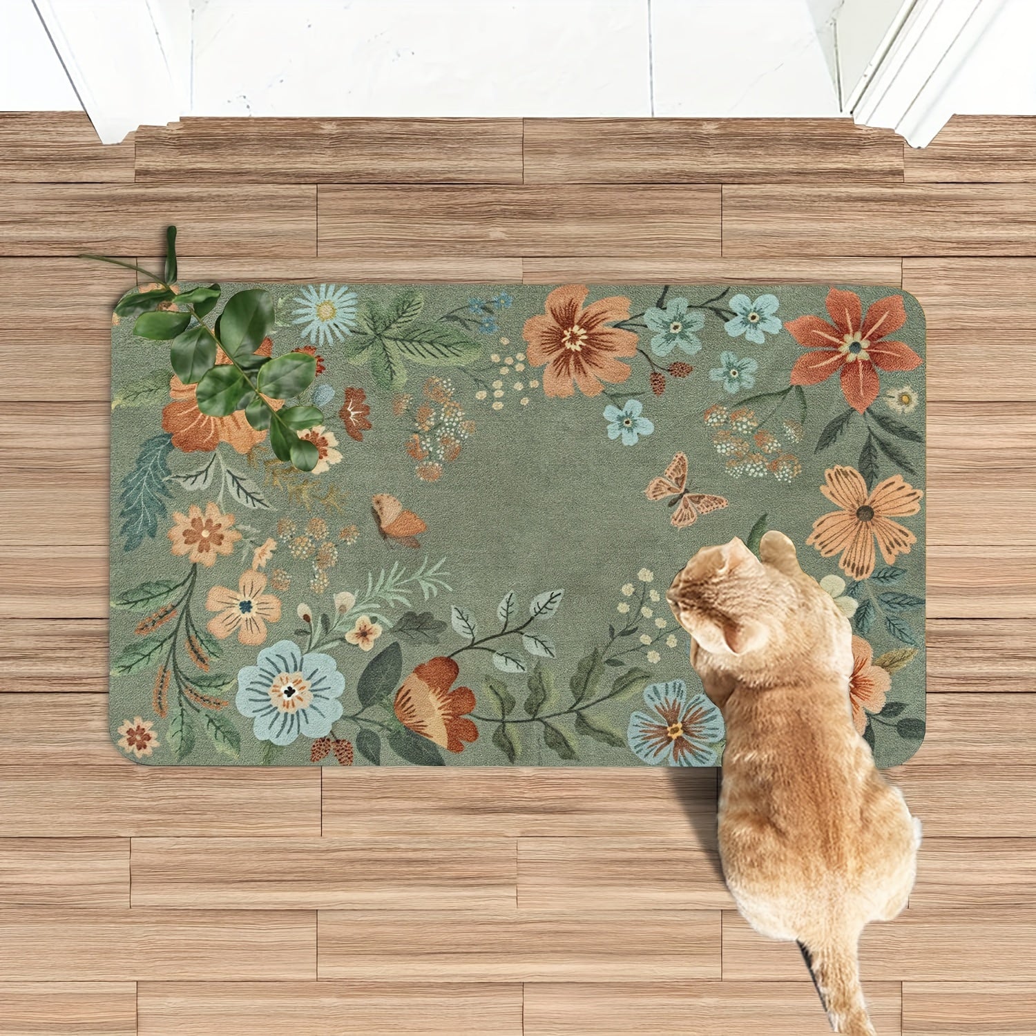 Mustahkam Polyester Kirish Poyabzali PVC Orqa Qismi - Yumshoq, Yuviladigan Gullar Dizayni Kirish, Hammom, Yotoqxona, Mehmonxona, Kir yuvish uchun - Anti-Buzilish, Bohem uslubidagi Gilam