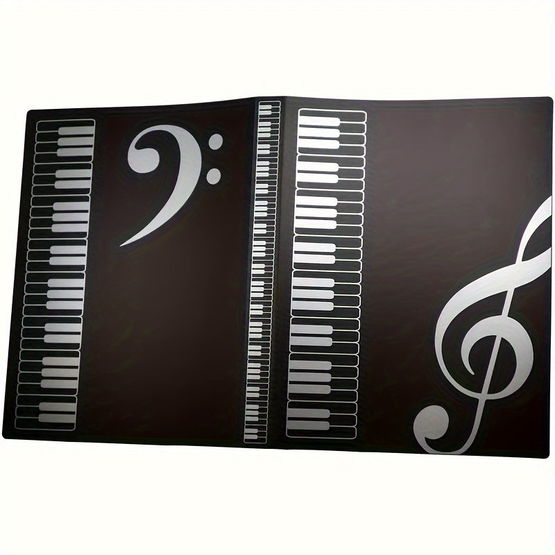 40-Pocket Music Folder for Sheet Music and Files White Black PP Material