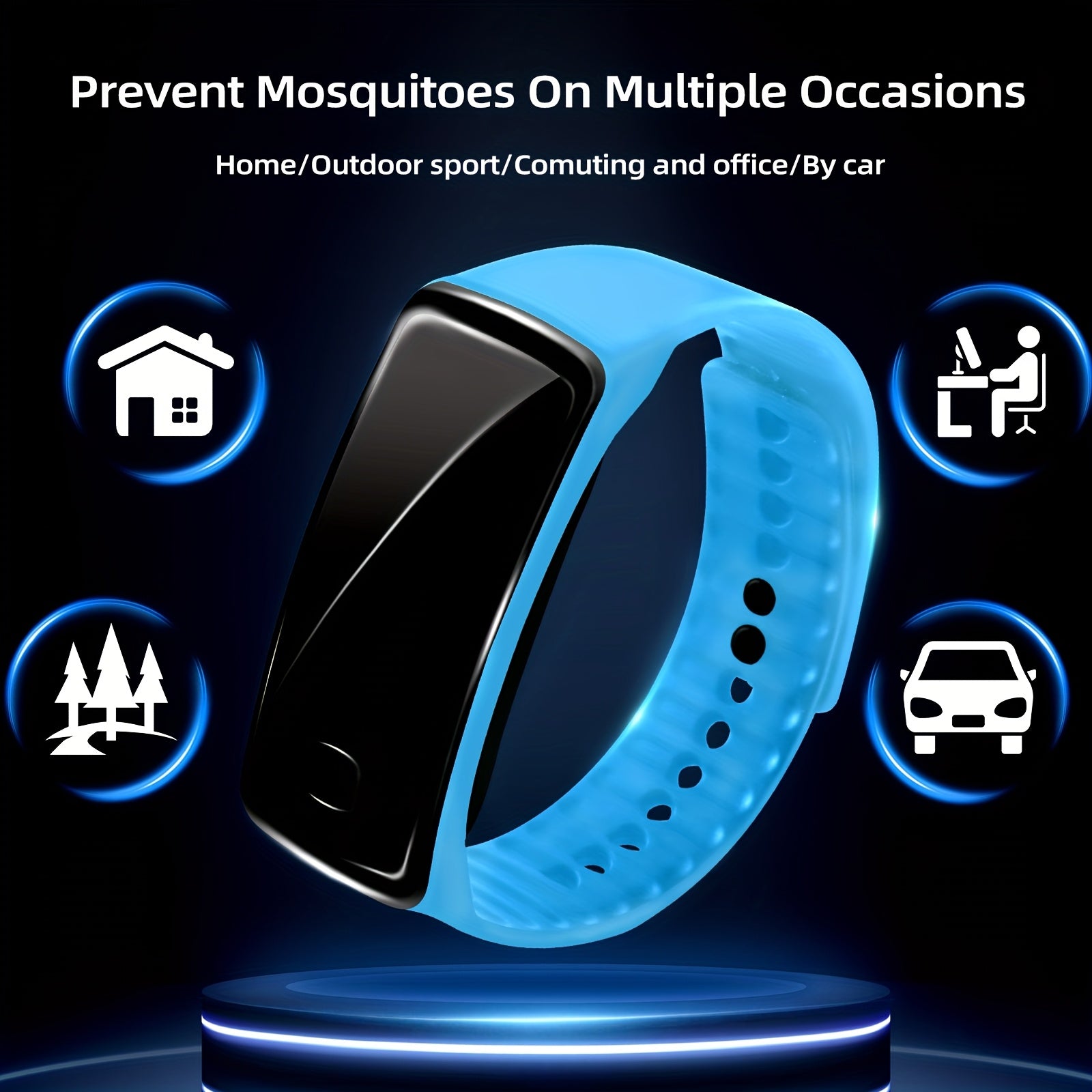 Unisex Silicone Mosquito Repellent Bracelet Outdoor Bug Protector Blue
