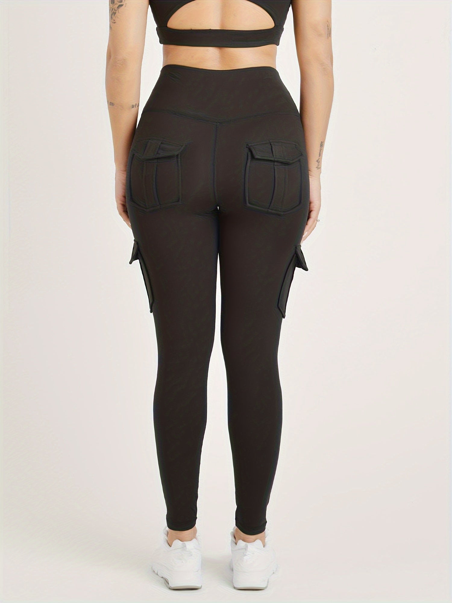 Women's Plus Size Sports Pants High Waist Elastic Four Pockets