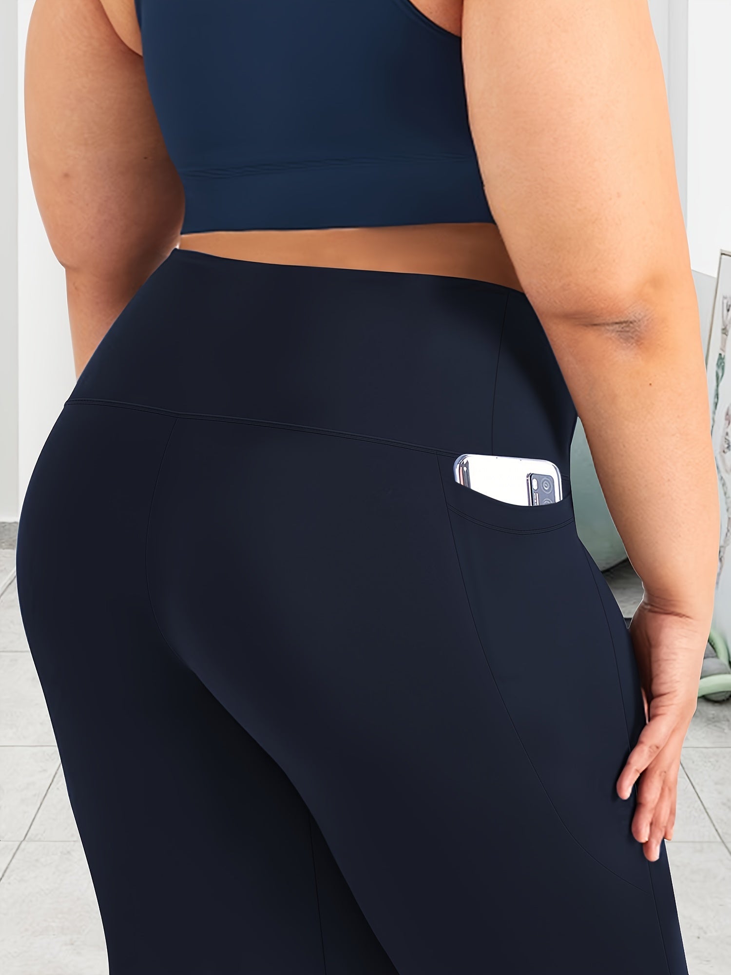 Women's High Waist Crescent Pocket Pants Drainage Style Large Size