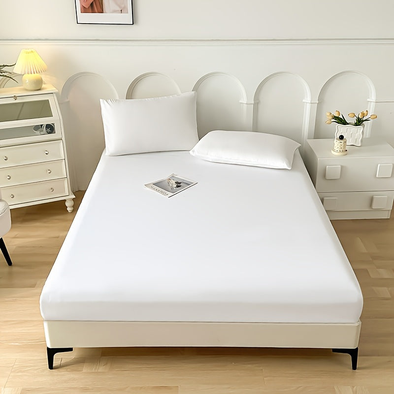 Микрофибровая простыня на резинке с глубокими карманами, гипоаллергенная, устойчивая к морщинам, белая
