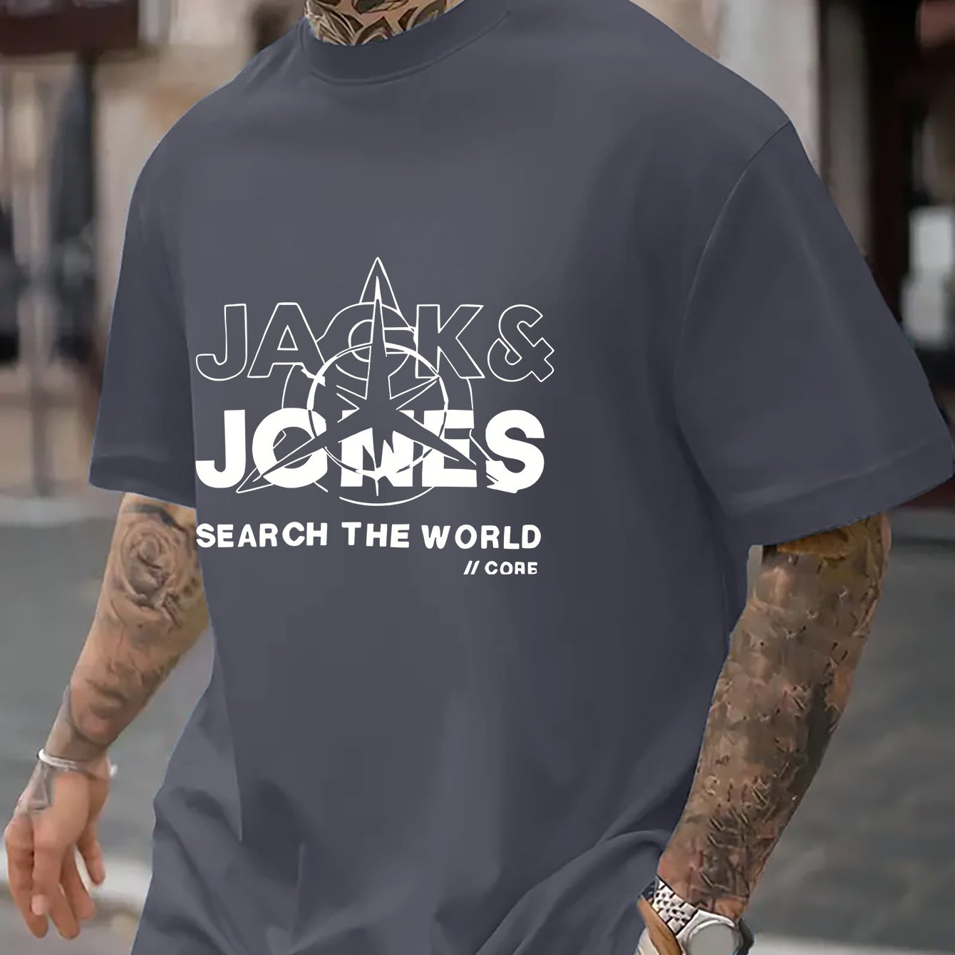 Men's Plus Size Casual Polyester T-Shirt with Graphic Print Short Sleeve Crew Neck