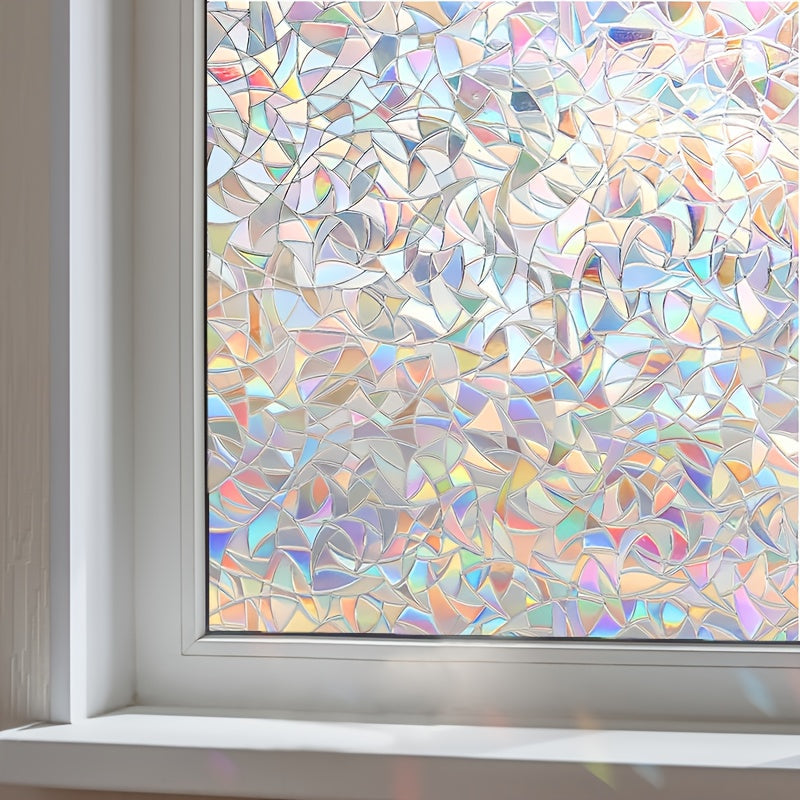 Privacy Window Film Cling Sticker 3D Rainbow Vinyl for Glass Doors Bathrooms