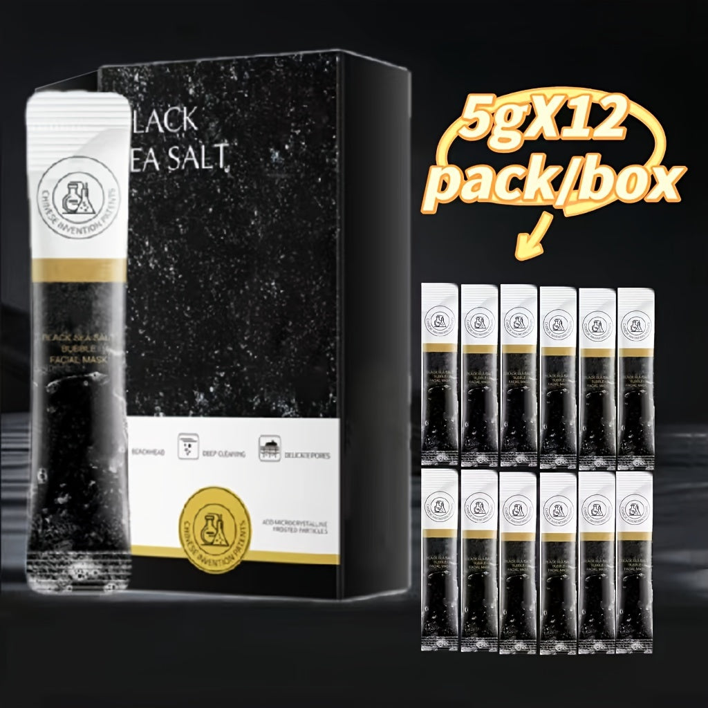 12-Pack Black Sea Salt Bubble Masks for Normal Skin Moisturizing Gel Travel-Friendly