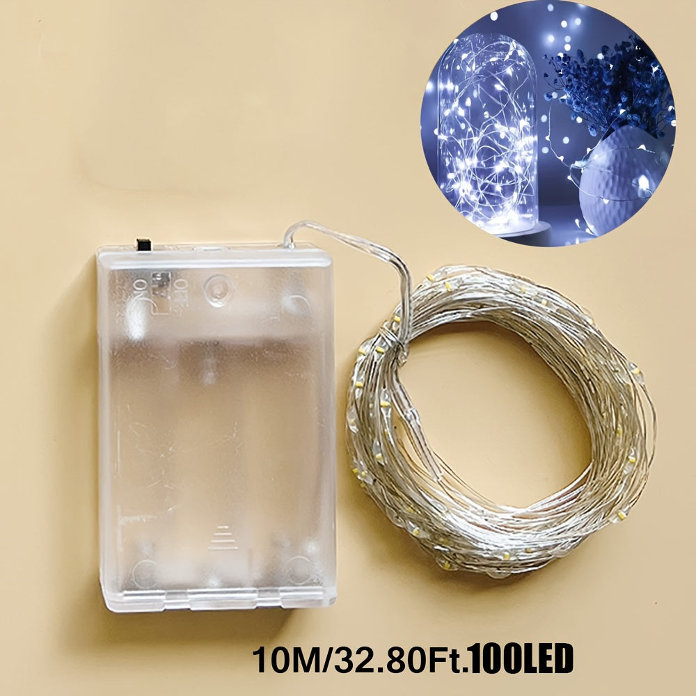 Luces de hadas LED alimentadas por batería, blanco cálido, cable de cobre, luces de cuerda con cielo estrellado para decoración interior
