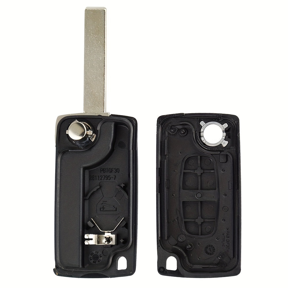 Two-Button Car Key Fob Shell Black Plastic Flip Key Case Durable Design