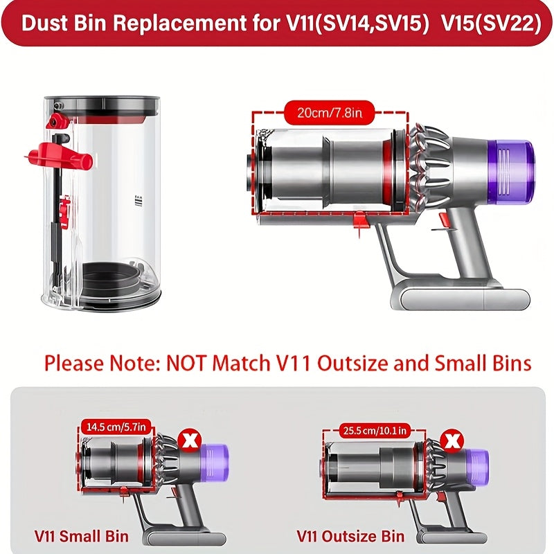 Replacement Dust Bin for Dyson V11 V15 SV14 SV15 SV22 Vacuum Cleaner Large Capacity Canister Replacement Part