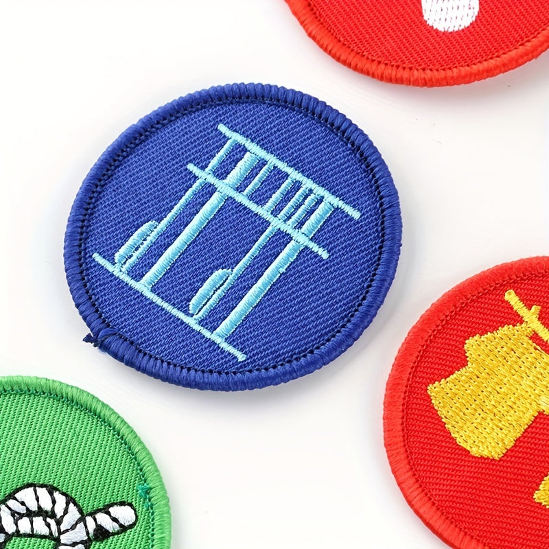 Set of 15 Vibrant Cartoon Badge Patches for Boys Scout Uniforms Embroidered Iron-On or Sew-On