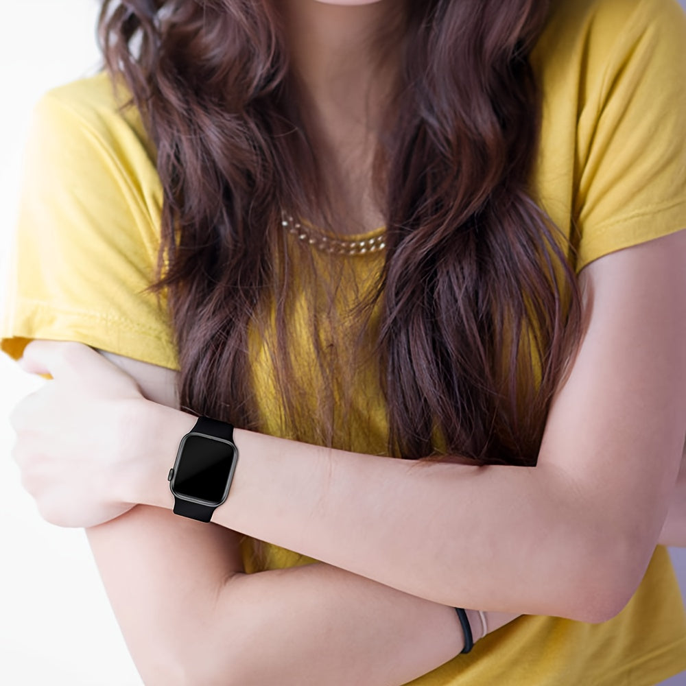 Silicone Sport Watch Band Compatible with Apple Watch Series 1-10 38mm 40mm 41mm 42mm 44mm 45mm 49mm Adjustable Fit