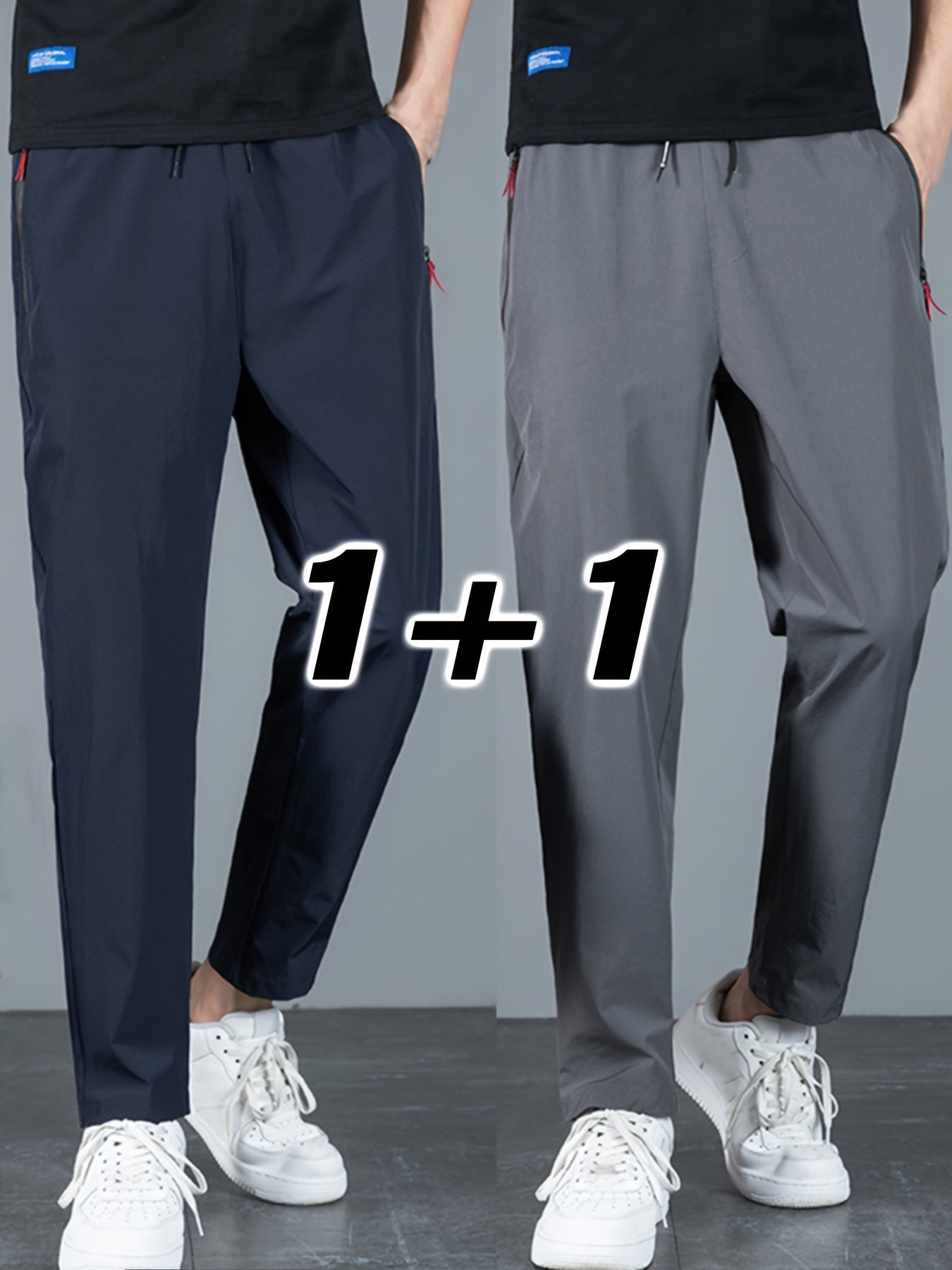 Men's Casual Pants Lightweight Breathable Quick Dry Sports Pants Set of Two