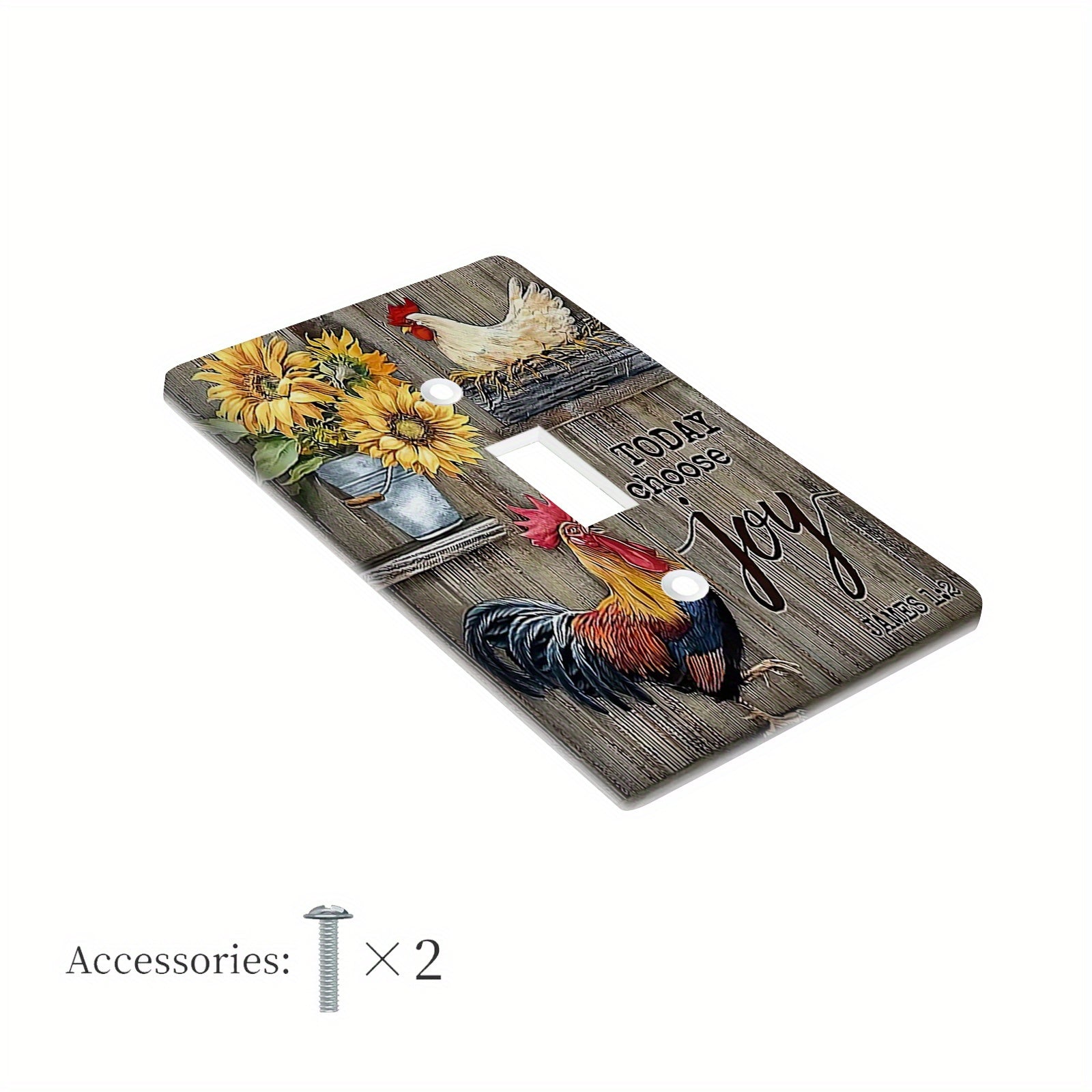 Rustic Rooster Light Switch Cover Decorative Wall Plate Easy Install Battery-Free for Home Kitchen Bedroom