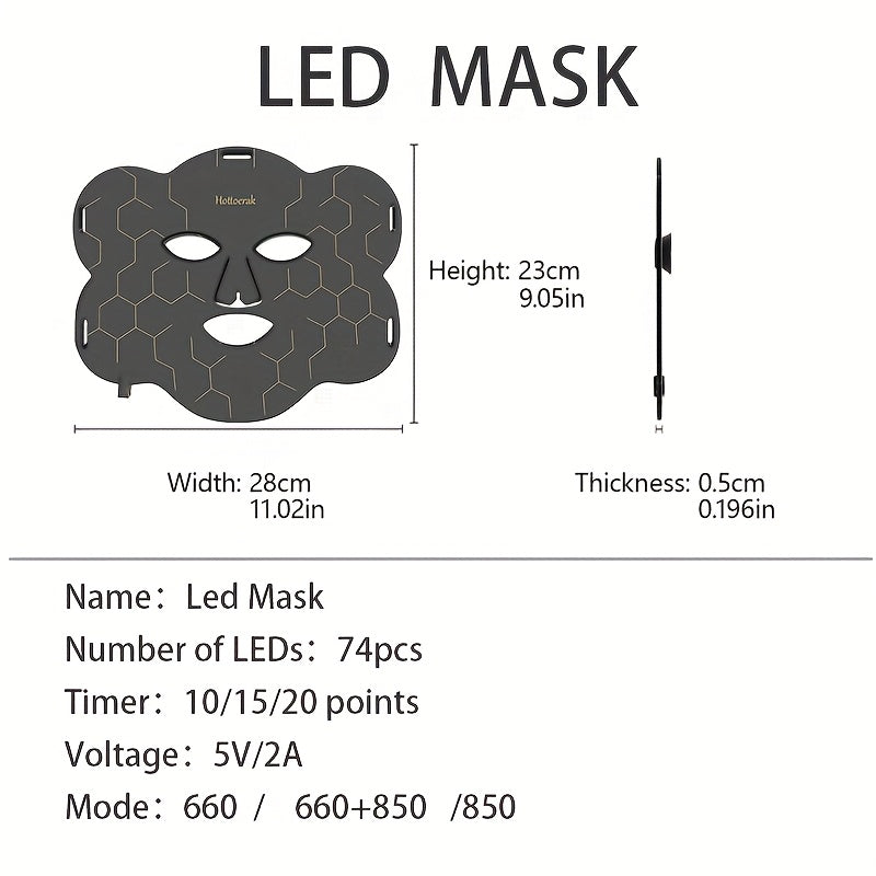 LED Facial Mask for Face and Neck USB Powered Skin Rejuvenation Light Therapy Modern Durable