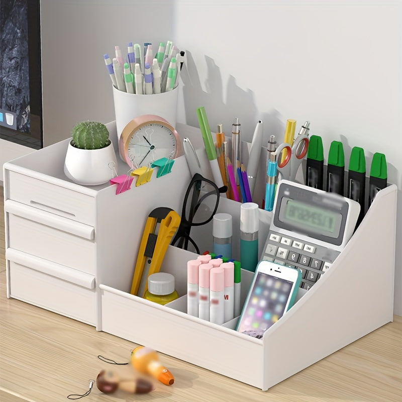 Desktop Storage Box for Bathroom, Office, Makeup, Stationery, and Dorm Organization