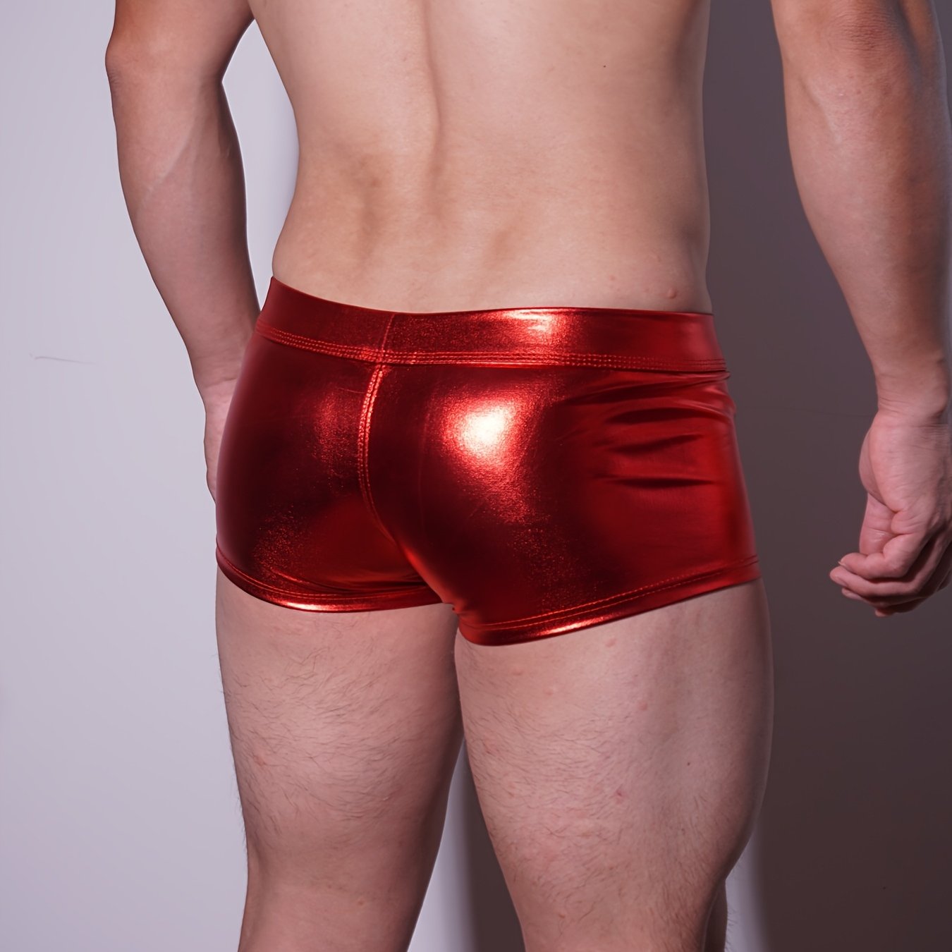 Men's Metallic Shiny Boxer Briefs Gradient Color Low-Rise Nylon Blend Casual Underwear