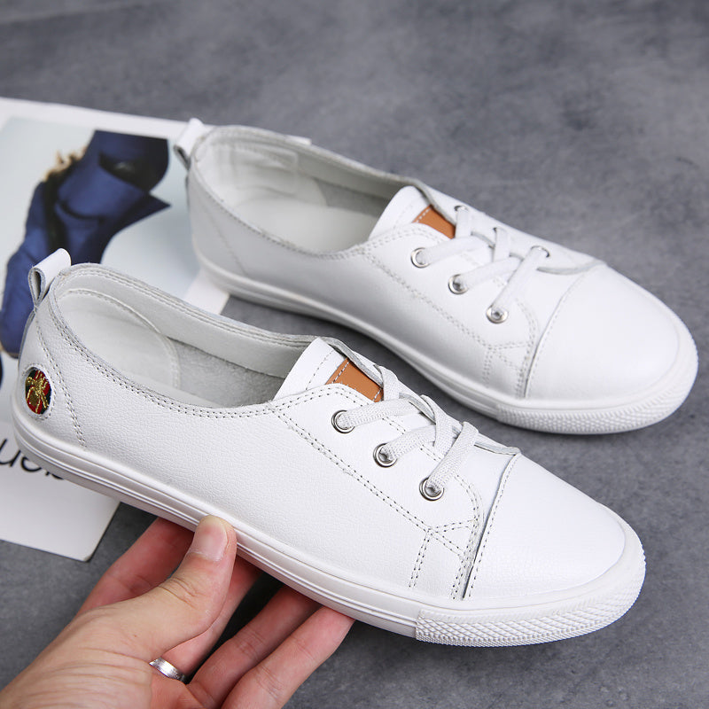 Women Casual Black White Canvas Sneakers with Golden Accents