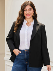 Women's Plus Size Blazer Open Front Long Sleeve Office Suit Jacket Solid Color